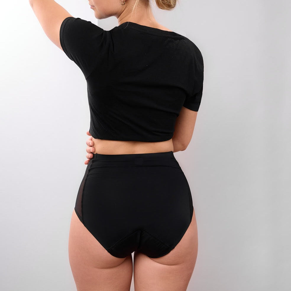 culottes menstruelles suisse Célestine - Ultra taille haute - Noir